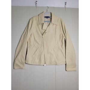 Ralph Lauren Purple Label Torin Lambskin Moto Jacket Size 10 Cream Leather $4595